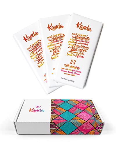 Premium 38% Ghana Cocoa Milk Chocolate Bar - 100g (Pack of 3) with Authentic African Print Gift Box | Gourmet Chocolate for Gifts, Parties & Dessert Lovers