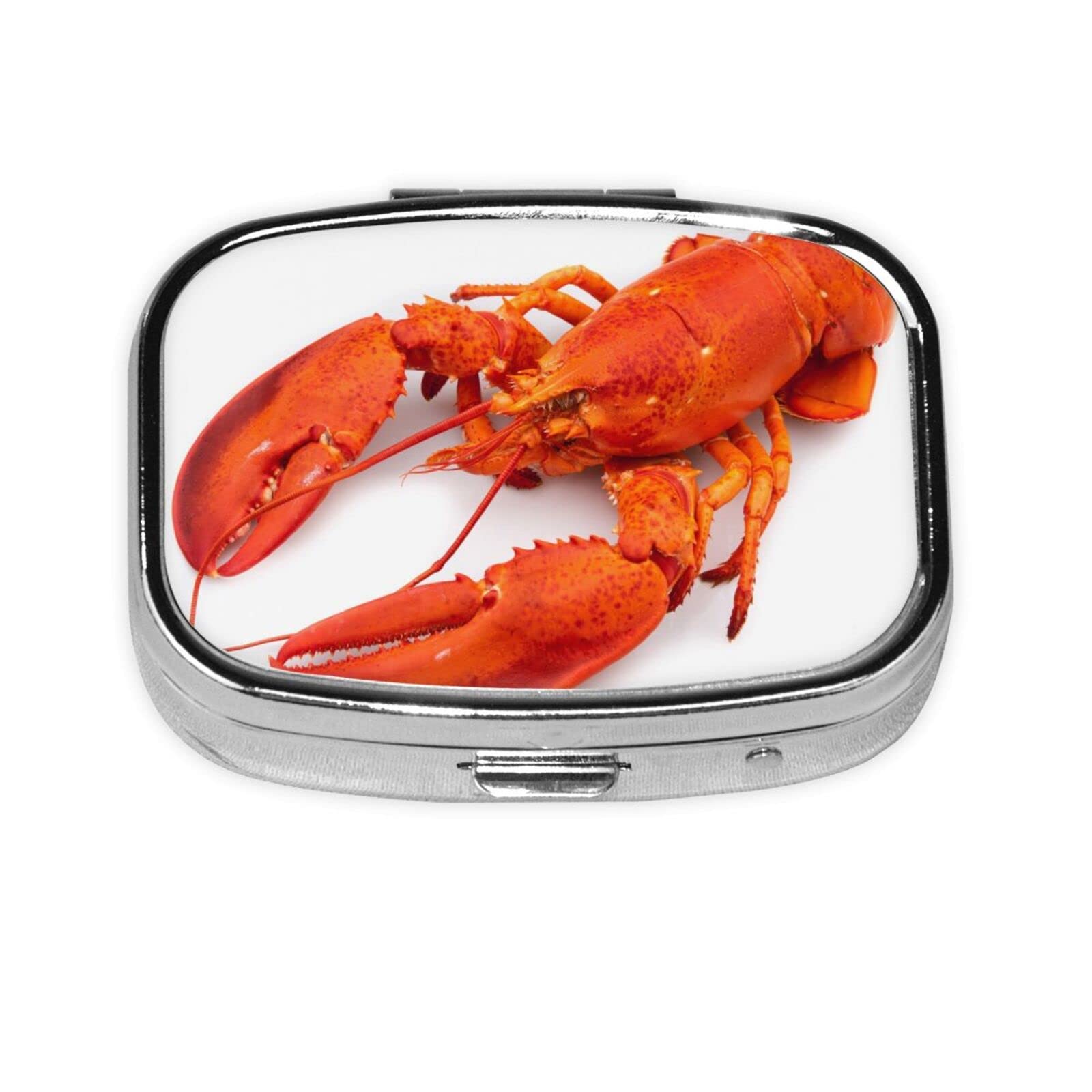 Lobster-Shaped Square Pill Box - 2 Compartment Decorative Medicine Organizer for Tablets & Vitamins | Perfect for Travel, Home, and Office Use