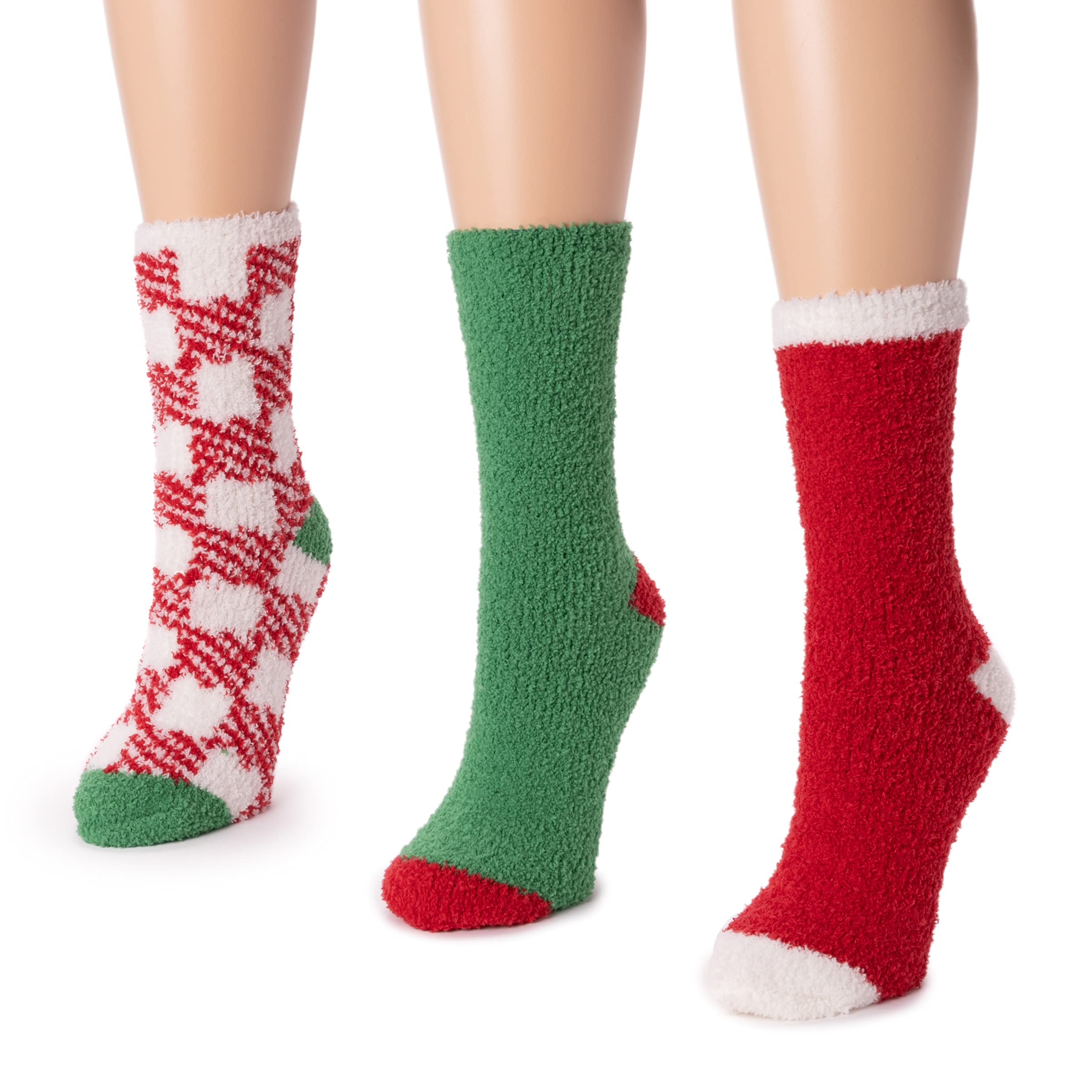 MUK LUKS Women's 3 Pack Cozy Holiday Socks - Warm Winter Socks for Christmas, Gifts & Home Comfort - Perfect for Cold Weather, Relaxing at Home & Festive Celebrations