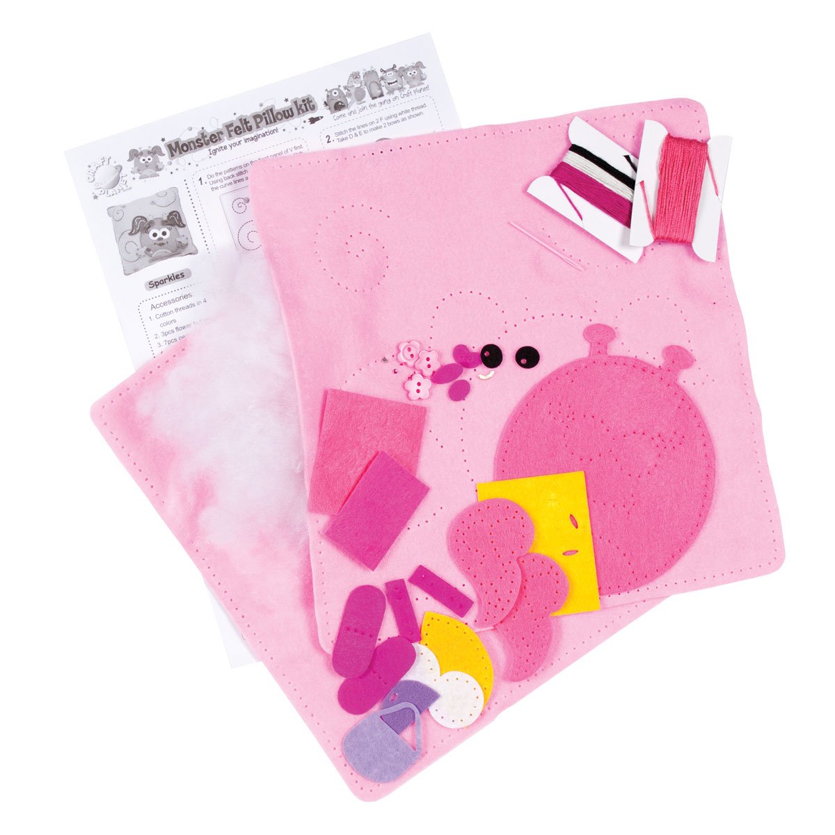 DIY Sparkles Felt Monster Pillow Kit for Kids Crafts & Decor