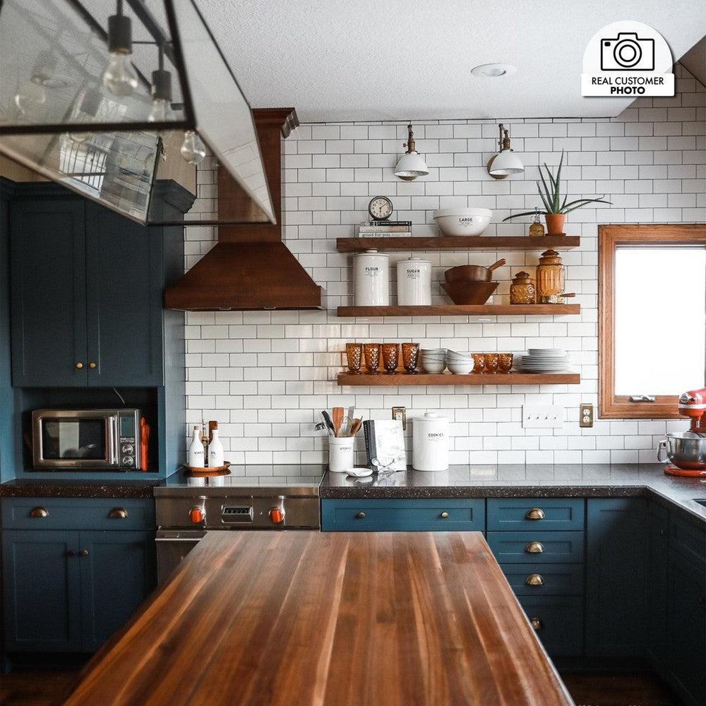 ZLINE Convertible Vent Walnut Wooden Wall Mount Range Hood - 36 Inch Stainless Steel Kitchen Exhaust Fan for Modern & Farmhouse Style Homes - Perfect for Cooking, Grilling, and Baking