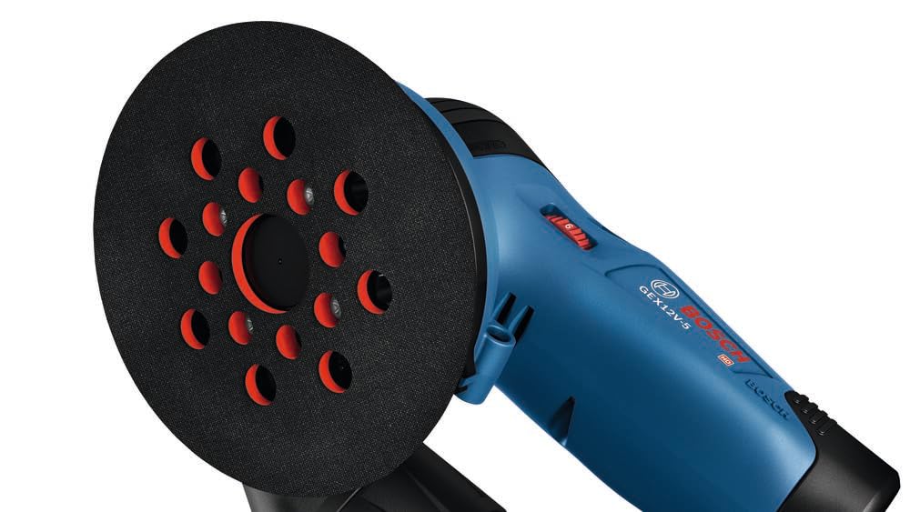 BOSCH GEX12V-5N 12V Max Brushless 5-Inch Random Orbit Sander - Ergonomic Palm Grip, Dust Collection System, Variable Speed Control, Soft-Start Technology (Bare Tool) - Perfect for Woodworking, Sanding Floors, Furniture Refinishing & DIY Projects
