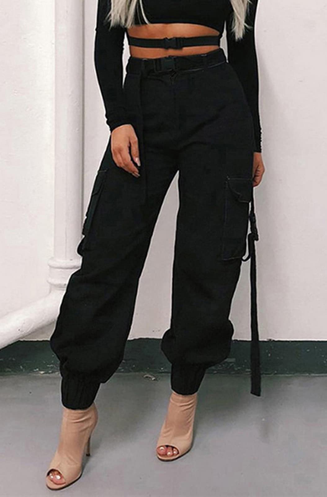 ZODLLS Women's Camo Cargo Pants - Stretch Elastic Waist Jogger Pants with Pockets | Casual Outdoor Hiking, Travel & Streetwear Fashion