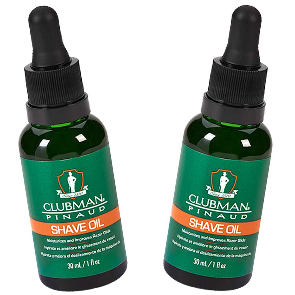 Clubman Pinaud Shave Oil & Beard Oil - 1 oz (2-Pack) - Moisturizes Skin & Improves Razor Glide - Natural Grooming for Men - Perfect for Daily Shaving & Beard Care Routine