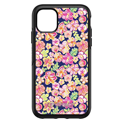 Preppy Pattern - Pink Green Navy Flowers Floral On Black Case