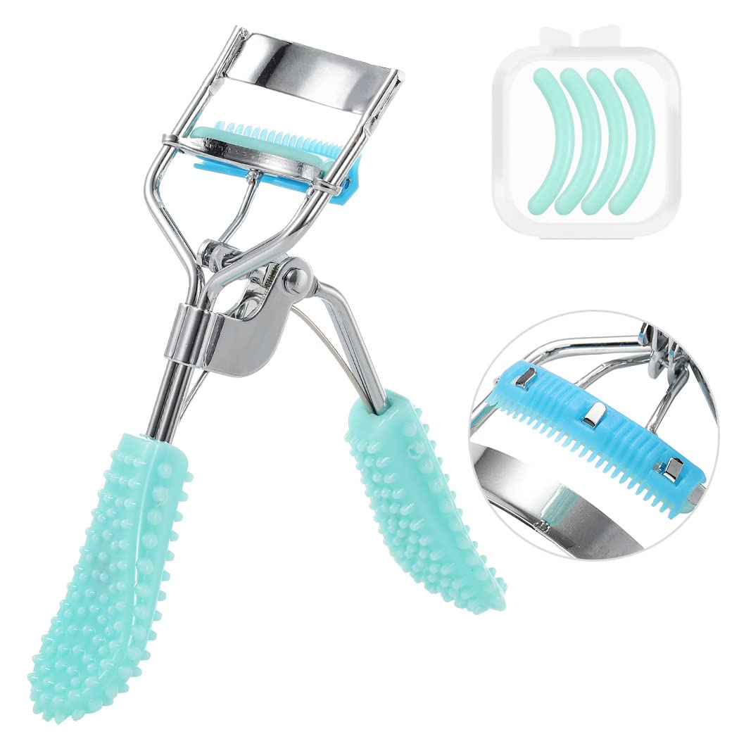 Professional Eyelash Curler with Comb & 4 Silicone Refill Pads - Portable Lash Curling Tool for Natural Volume (2 Green) | Perfect for Home Makeup, Travel & Salon Use