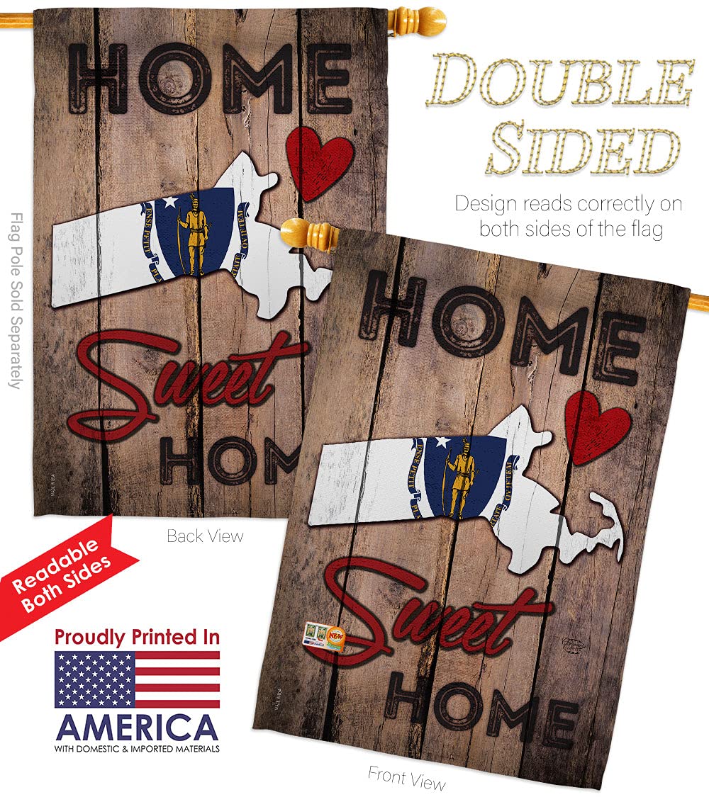 Double-Sided Massachusetts State Flag 28x40 Inch - Patriotic Americana Yard Banner for Home Decor, Garden & Outdoor Display - Made in USA, Perfect Gift for Troops Support & State Pride