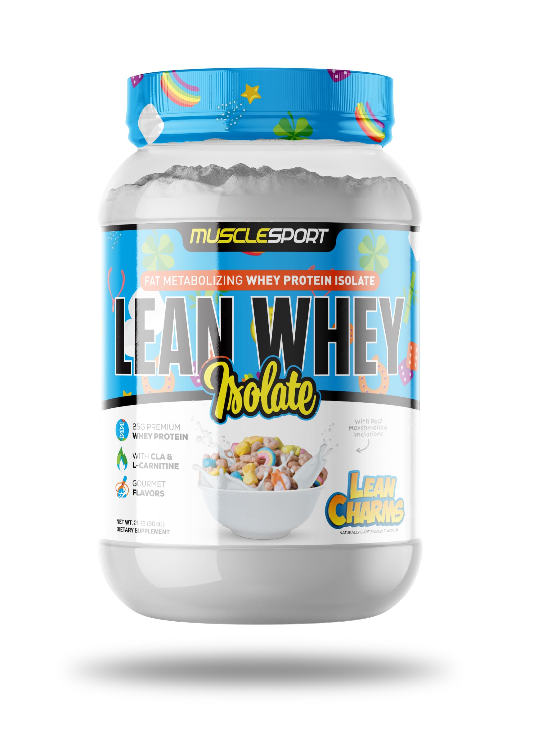 Musclesport Lean Whey Revolution™ Protein Powder - Whey Protein Isolate - Low Calorie, Low Carb, Low Fat - 25g Protein per Scoop (2lb, Lean Charms) - Perfect for Post-Workout Recovery & Weight Management