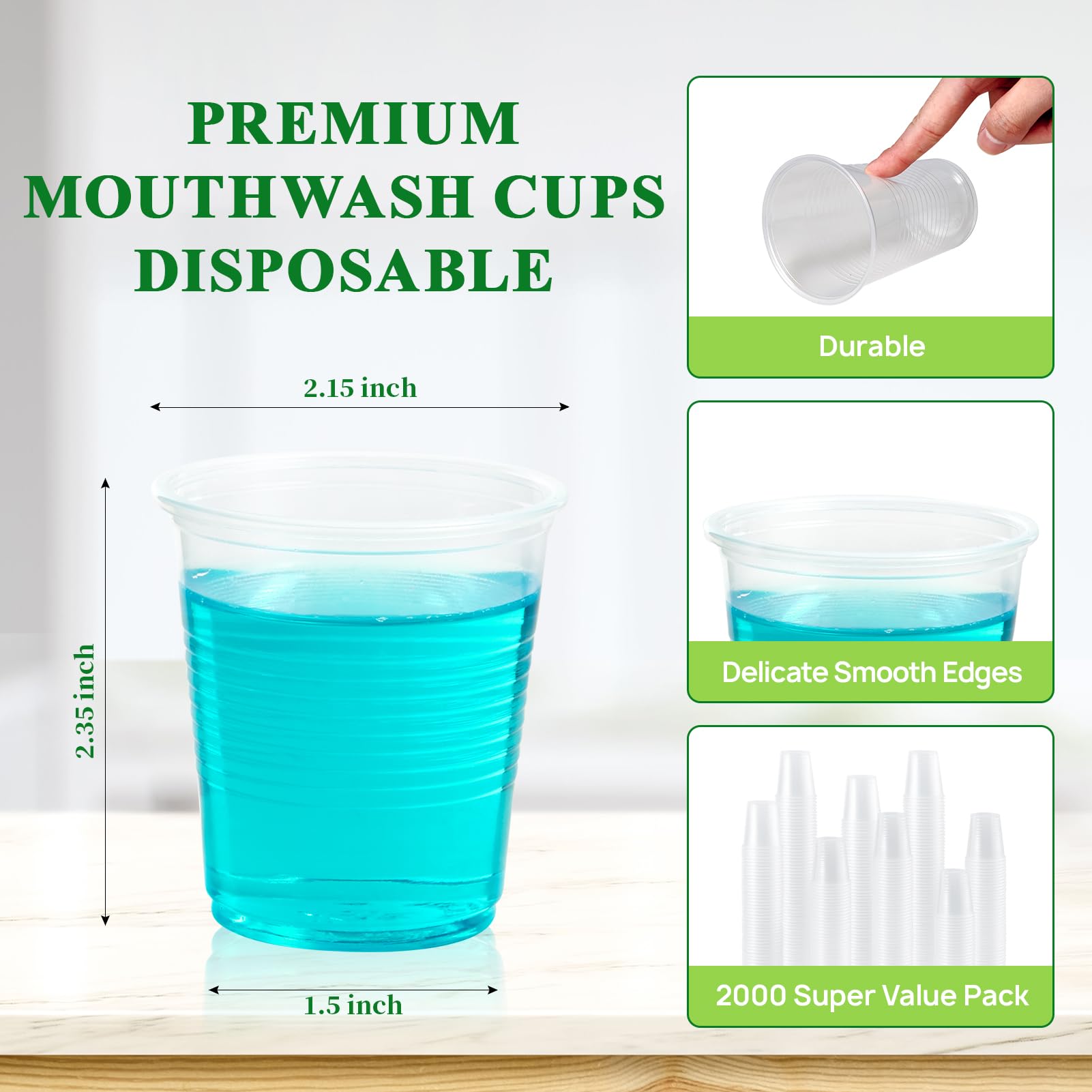 2000 Pack 3 oz Clear Plastic Disposable Cups - Small Drinking Cups for Parties, Mouthwash, Tasting & Sampling - Perfect for Dental Offices, Restaurants, Events & Home Use