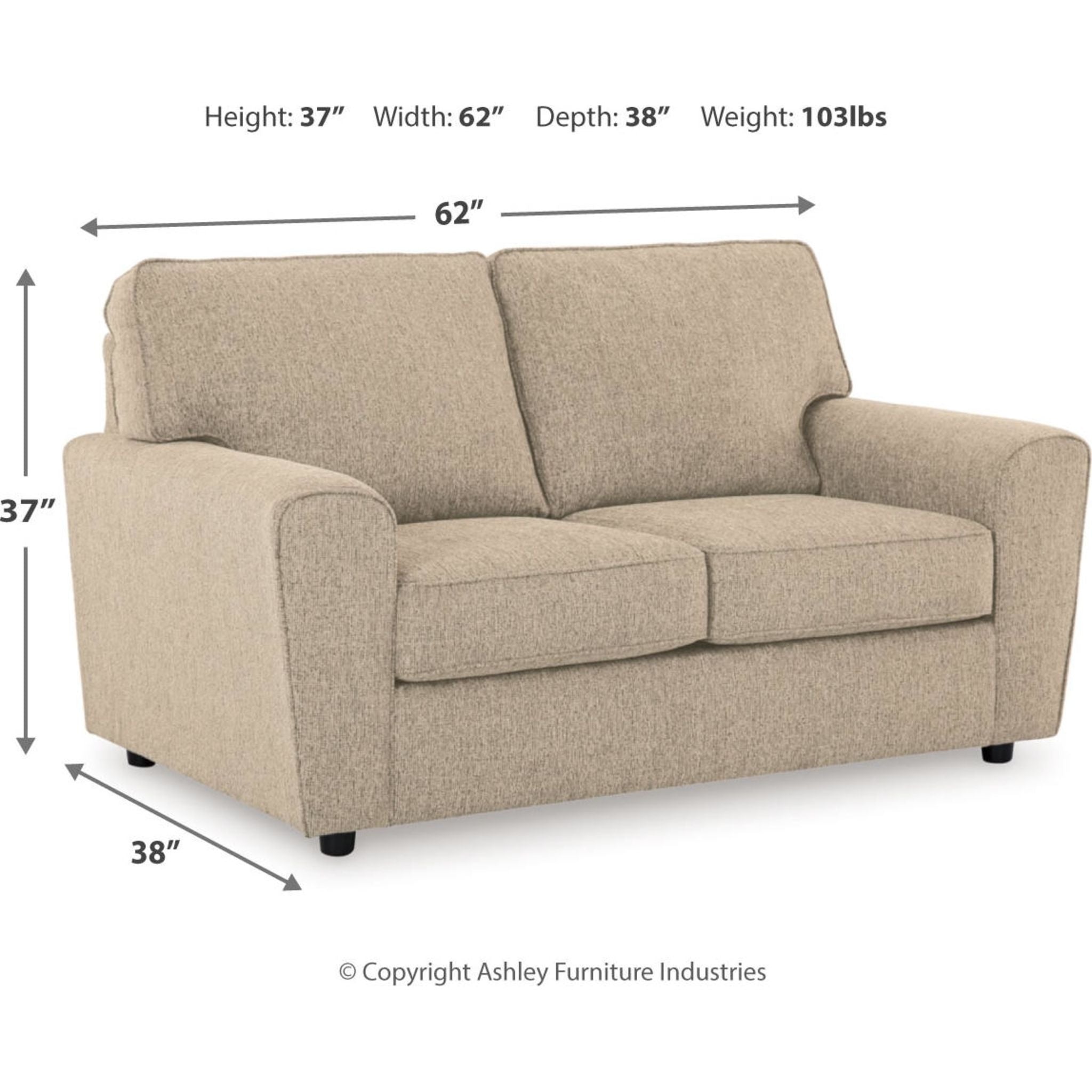 Arlis Loveseat in Putty - Modern Upholstered Sofa for Small Spaces | Perfect for Apartments, Living Rooms & Cozy Corners