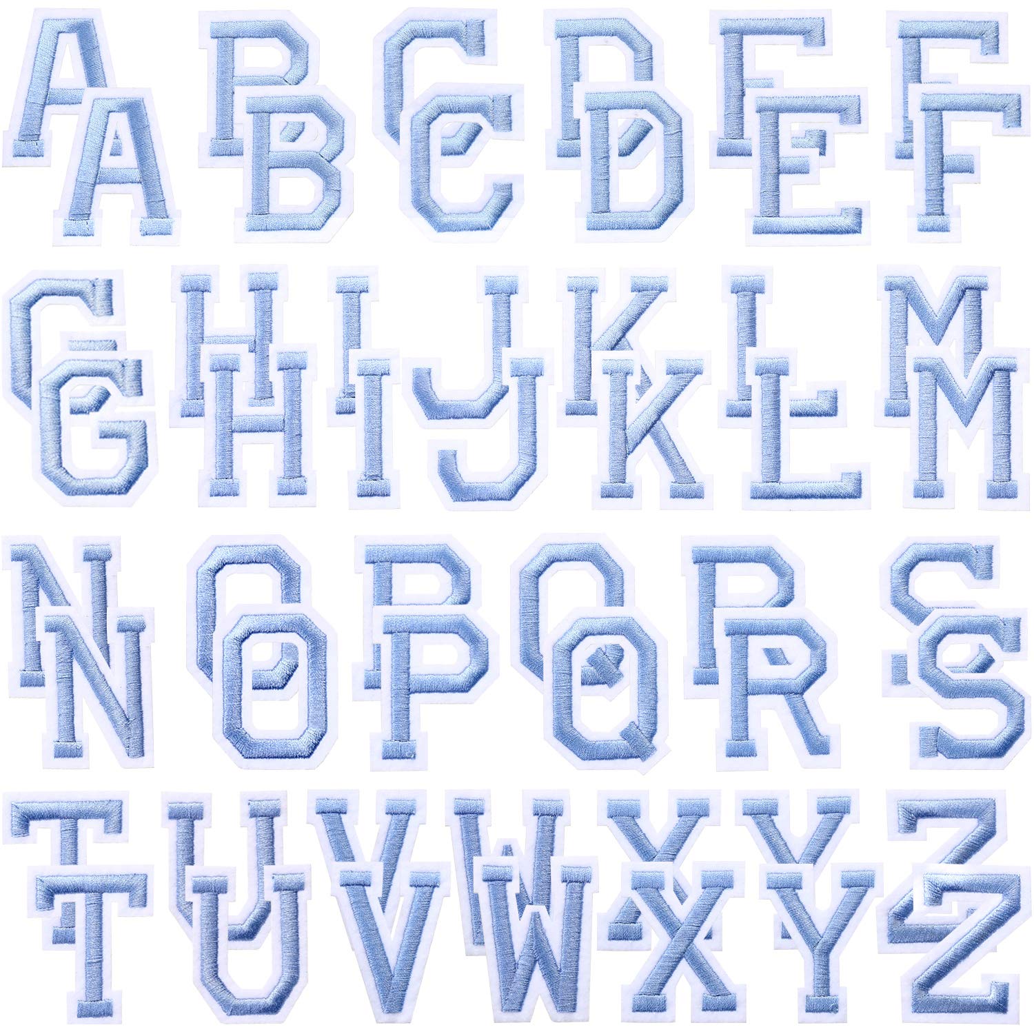 52 Pieces Iron On Letters Patches - A-Z Alphabet Appliques with Adhesive for DIY Clothing, Hats, Bags & Shoes Repair (Blue) | Embroidered Decorative Patches for Customizing Jeans, Jackets & Backpacks