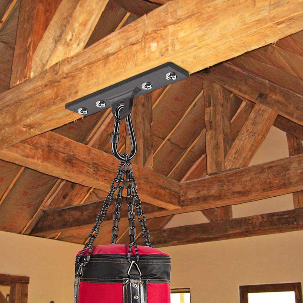 Dolibest Heavy Duty Punching Bag Hangers - Ceiling Mount Brackets with Carabiner for Boxing, MMA Training, Strength Workouts, Aerial Yoga Swing & Resistance Bands - Perfect for Home Gym, Garage & Martial Arts Studio