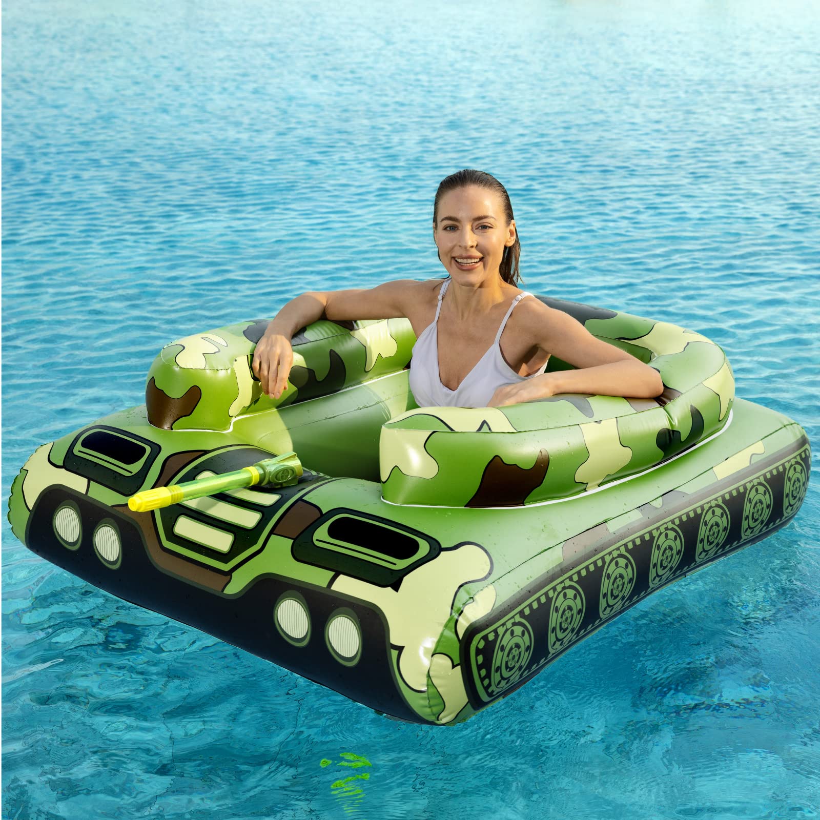 **Jasonwell Inflatable Tank Pool Float with Water Cannon - Fun Swimming & Lake Floats for Kids, Boys, Girls & Adults - Perfect for Beach Parties, Pool Toys & Summer Water Play**