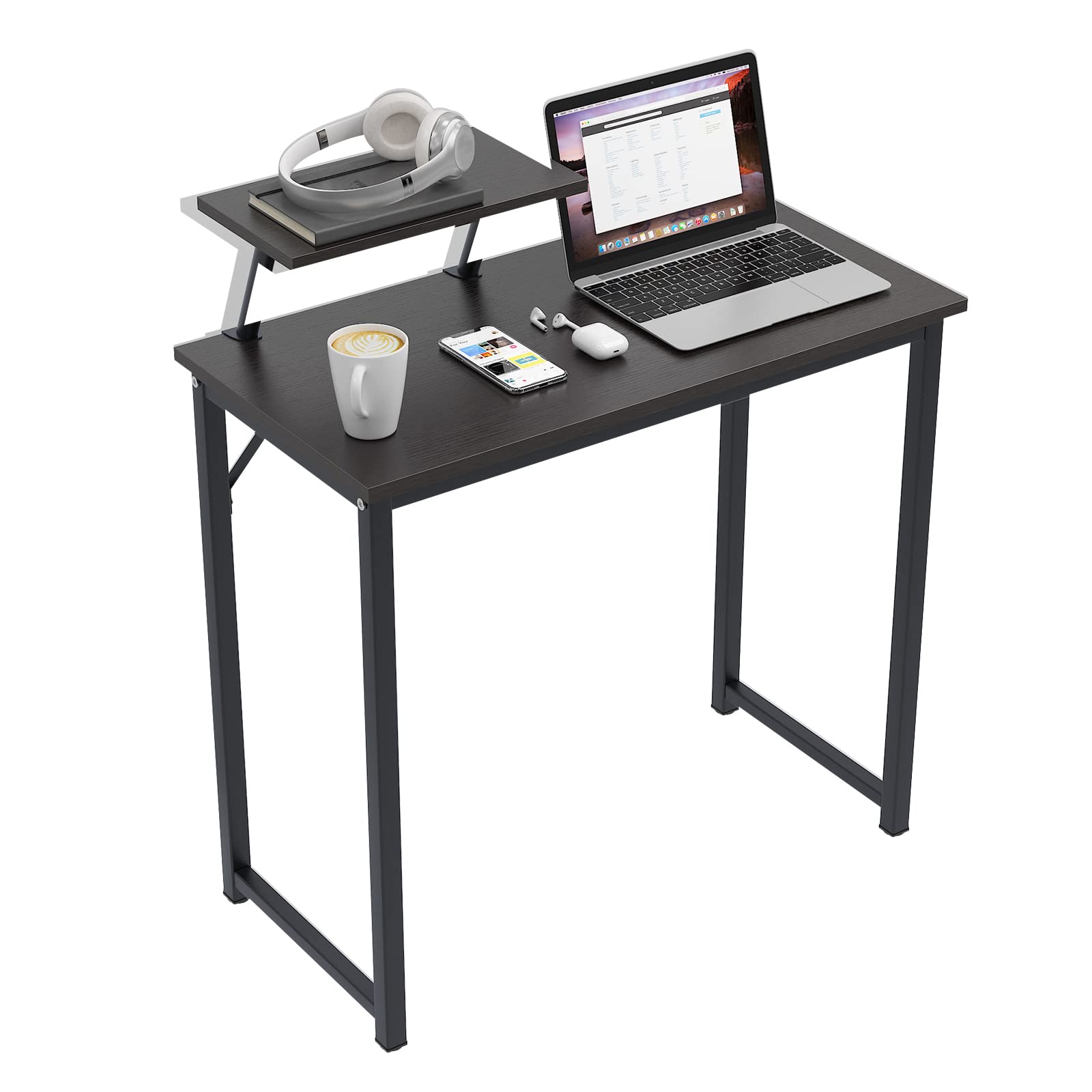 SogesFurniture 31.5 Inch Black Computer Desk with Shelf - Sturdy Office Desk, Writing Desk, Workstation & Gaming Desk for Home, Office & Meeting Rooms - Perfect for Remote Work, Online Classes & Gaming Setup