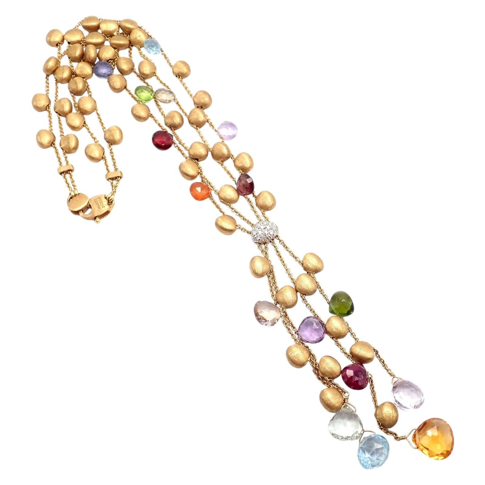 Authentic Marco Bicego 18k Yellow Gold Paradise Gemstone Diamond Necklace for Women - Elegant Jewelry Gift for Anniversary, Wedding & Special Occasions