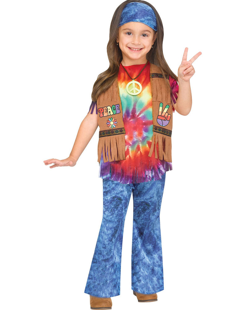 Groovy 60s Baby Girl Toddler Costume - Retro Hippie Outfit for Dress Up, Halloween & Themed Parties