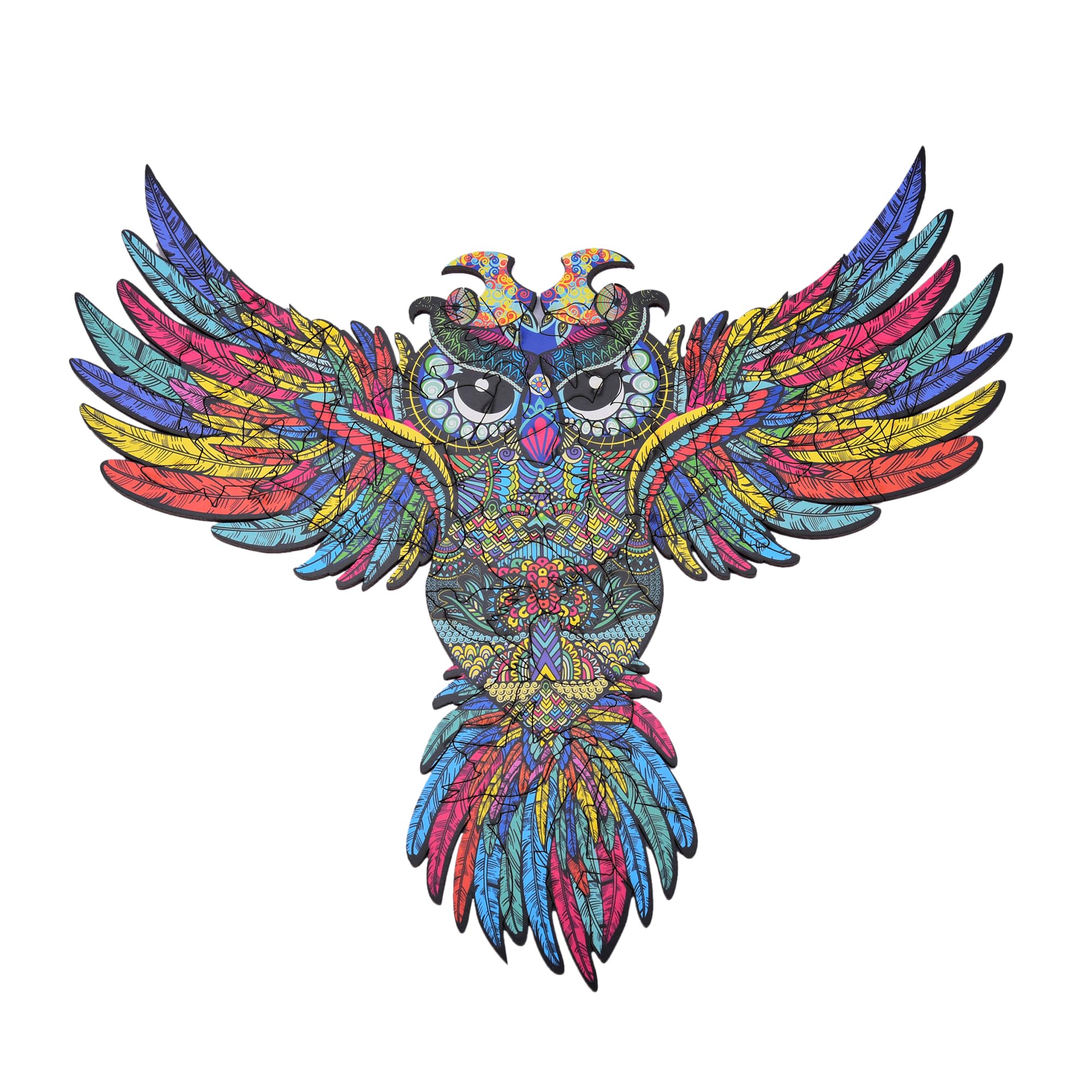 Webby Colorful Owl Shaped Jigsaw Puzzle - 100 Piece Family Puzzle with Storage Tray (28×24 cm) - Unique Animal Shaped Puzzle for Adults & Kids - Perfect Gift for Birthday, Christmas & Family Game Night