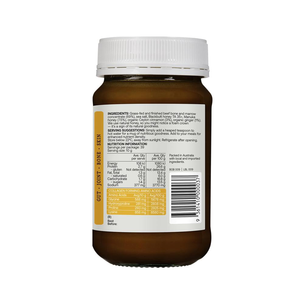 Best of the Bone Beef Bone Broth Concentrate with Manuka Honey, Ginger & Cinnamon - 390g | Immune Support, Gut Health & Keto-Friendly | Perfect for Soups, Stews & Wellness Shots