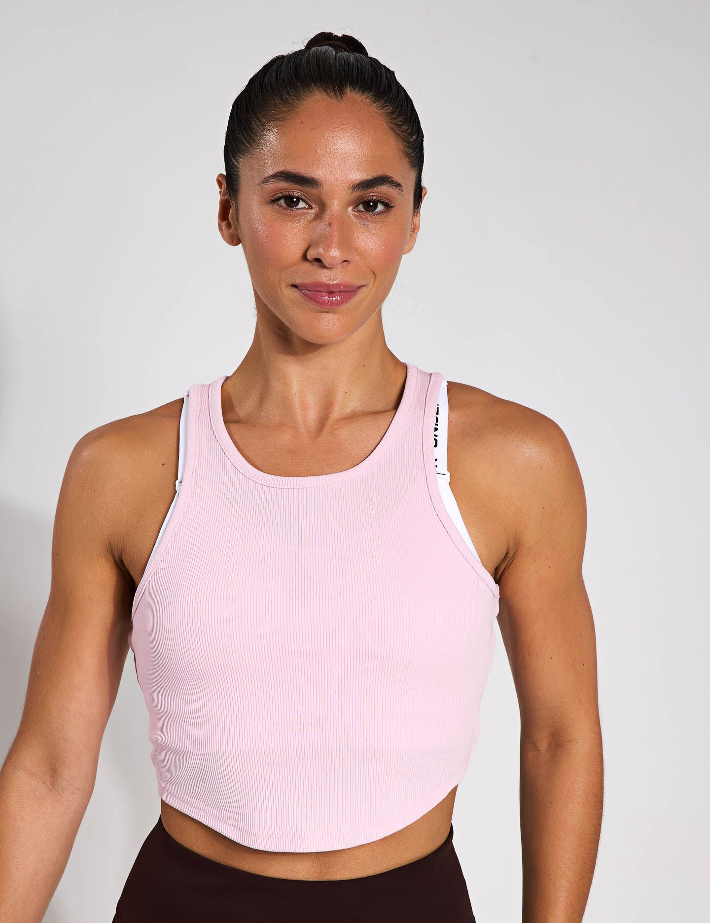 Rival Rib Tank Top for Women - Prime Pink & White - Soft Stretchy Workout Shirt for Yoga, Gym & Casual Wear