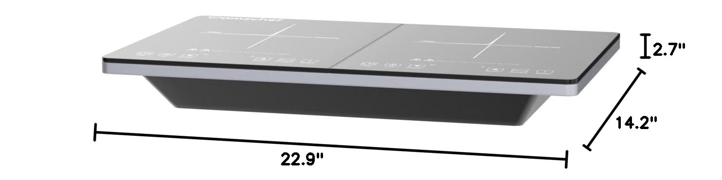 AMZCHEF Double Induction Cooktop - 2 Burner Electric Stove with 1800W Sensor Touch, 20 Temp & Power Levels, Independent Control, Low Noise, 3H Timer & Safety Lock - Perfect for Home Kitchen, Dorm Cooking & RV Use