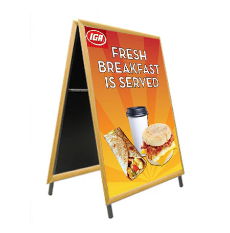 48x72 Wooden A-Frame Sign Holder with 1 1/4 Inch Wide Snap Frame - Perfect for Outdoor Advertising, Restaurant Menus, and Retail Store Displays