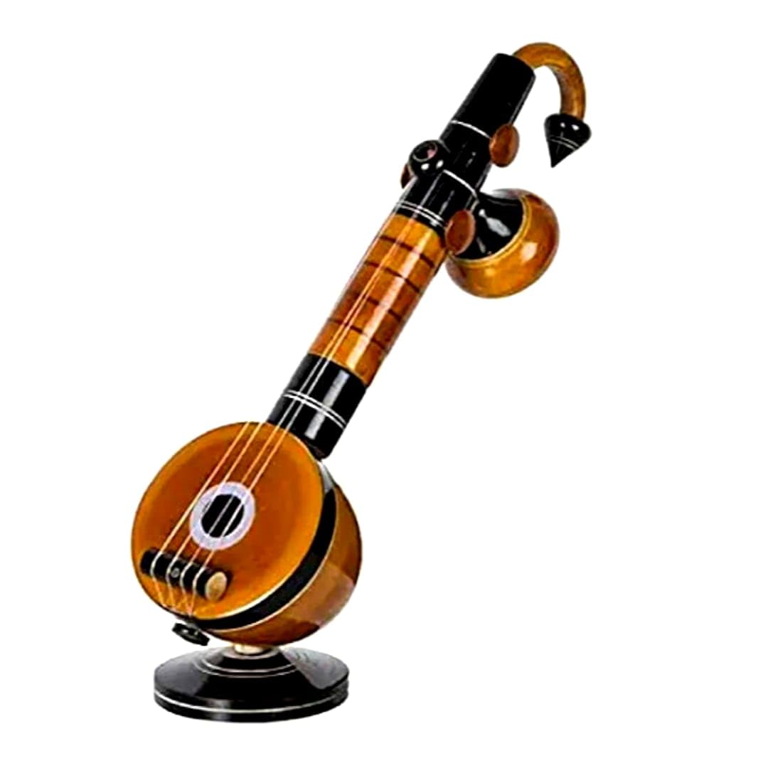Eco-Friendly Eucalyptus Wooden Veena Home Decor Showpiece - Handcrafted Wall & Living Room Decoration, Unique Housewarming Gift for Couples - 9 cm - Perfect for Yoga Studios, Meditation Spaces & Bohemian Home Decor