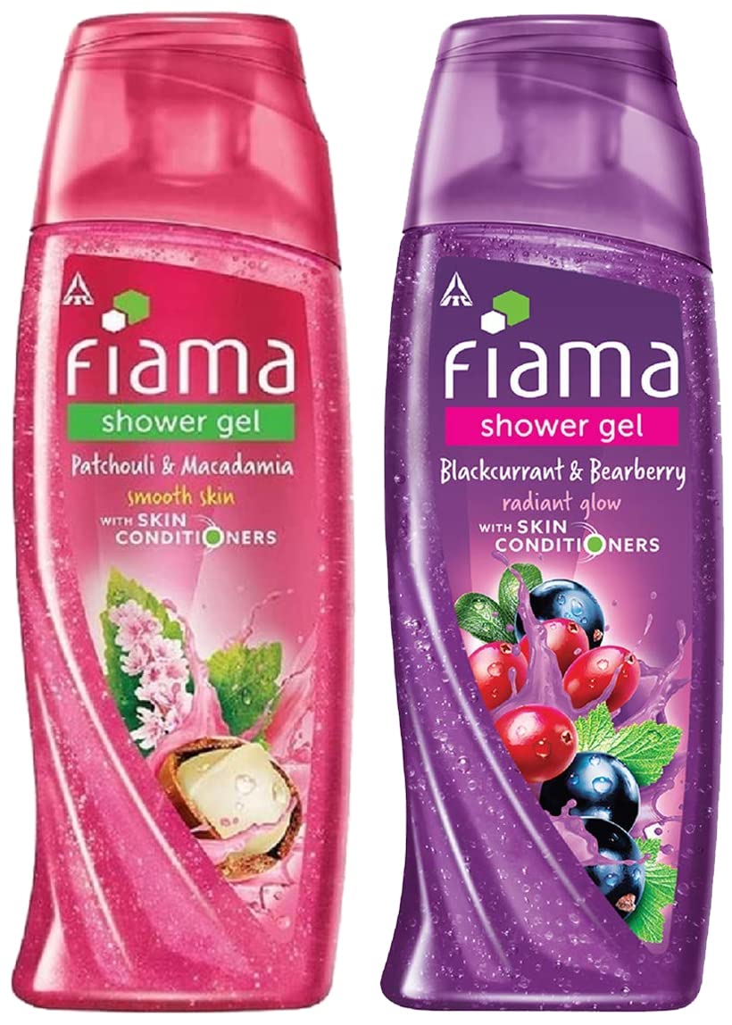 Fiama Patchouli & Macadamia Shower Gel with Blackcurrant & Bearberry - Moisturizing Body Wash with Skin Conditioners - 250ml (Pack of 2) - For Relaxing Bath & Daily Skincare Routine