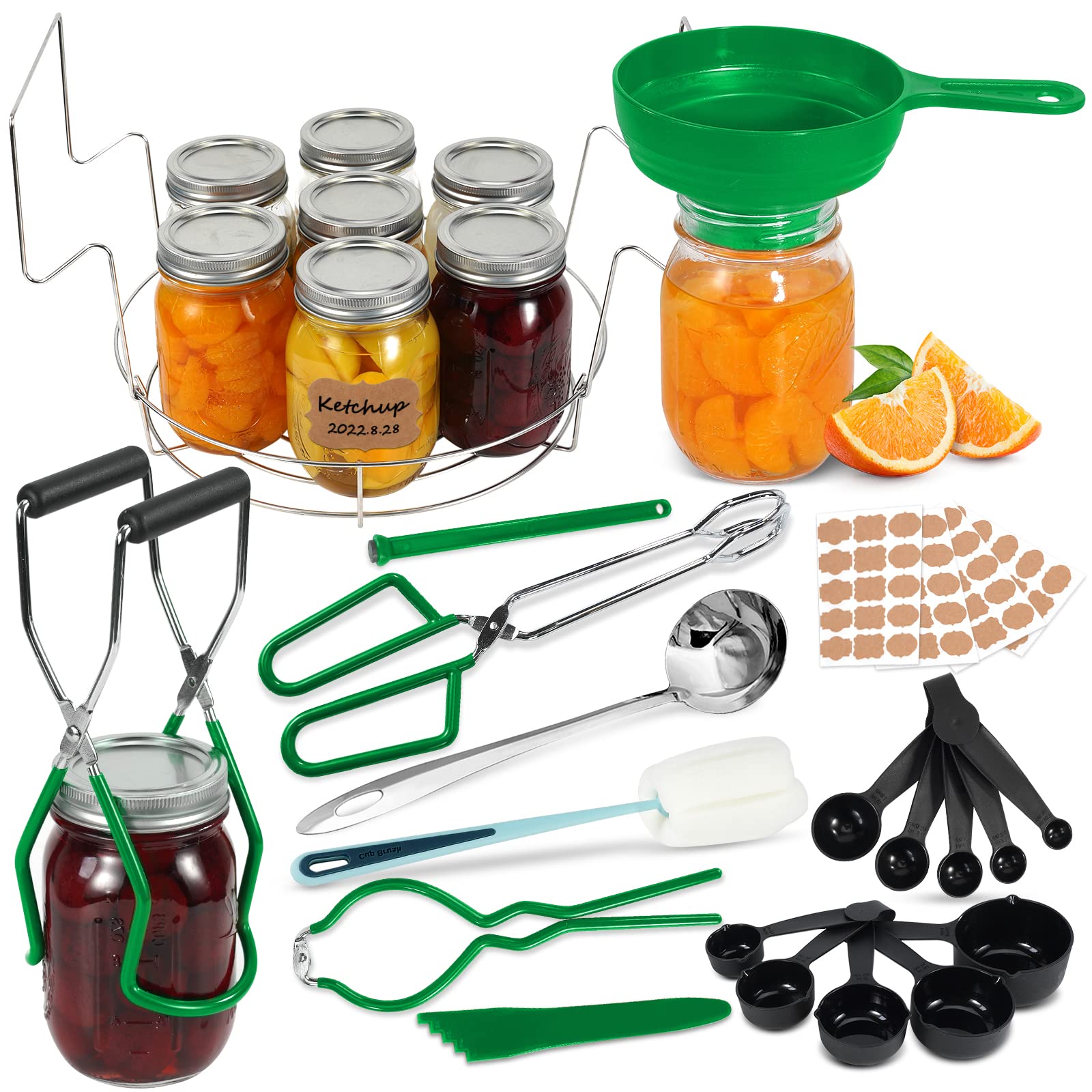 All-in-One Canning Supplies Starter Kit with Rack - Essential Home Canning Equipment for Beginners & Enthusiasts - Perfect for Preserving Fruits, Vegetables & Jams at Home