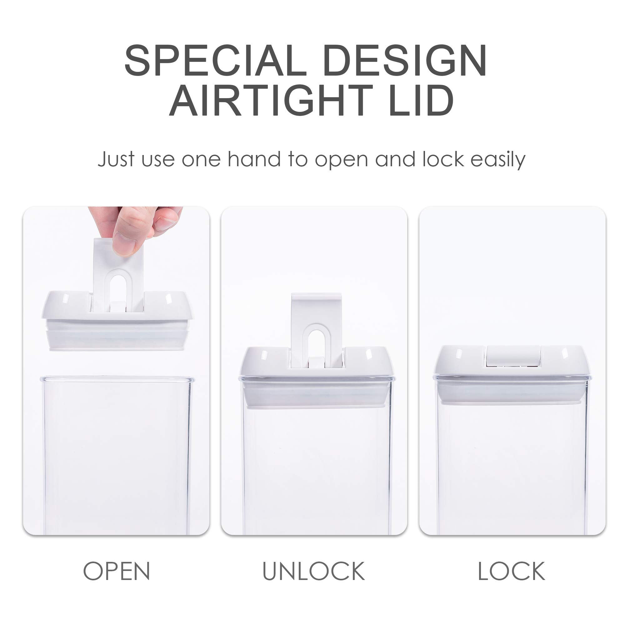Vtopmart 7-Piece Airtight Food Storage Containers Set - BPA Free Plastic Kitchen Canisters with Locking Lids for Cereal, Flour, Sugar & Dry Goods - Pantry Organization with 24 Labels (White) - Perfect for Meal Prep, Baking Supplies & Bulk Food Storage