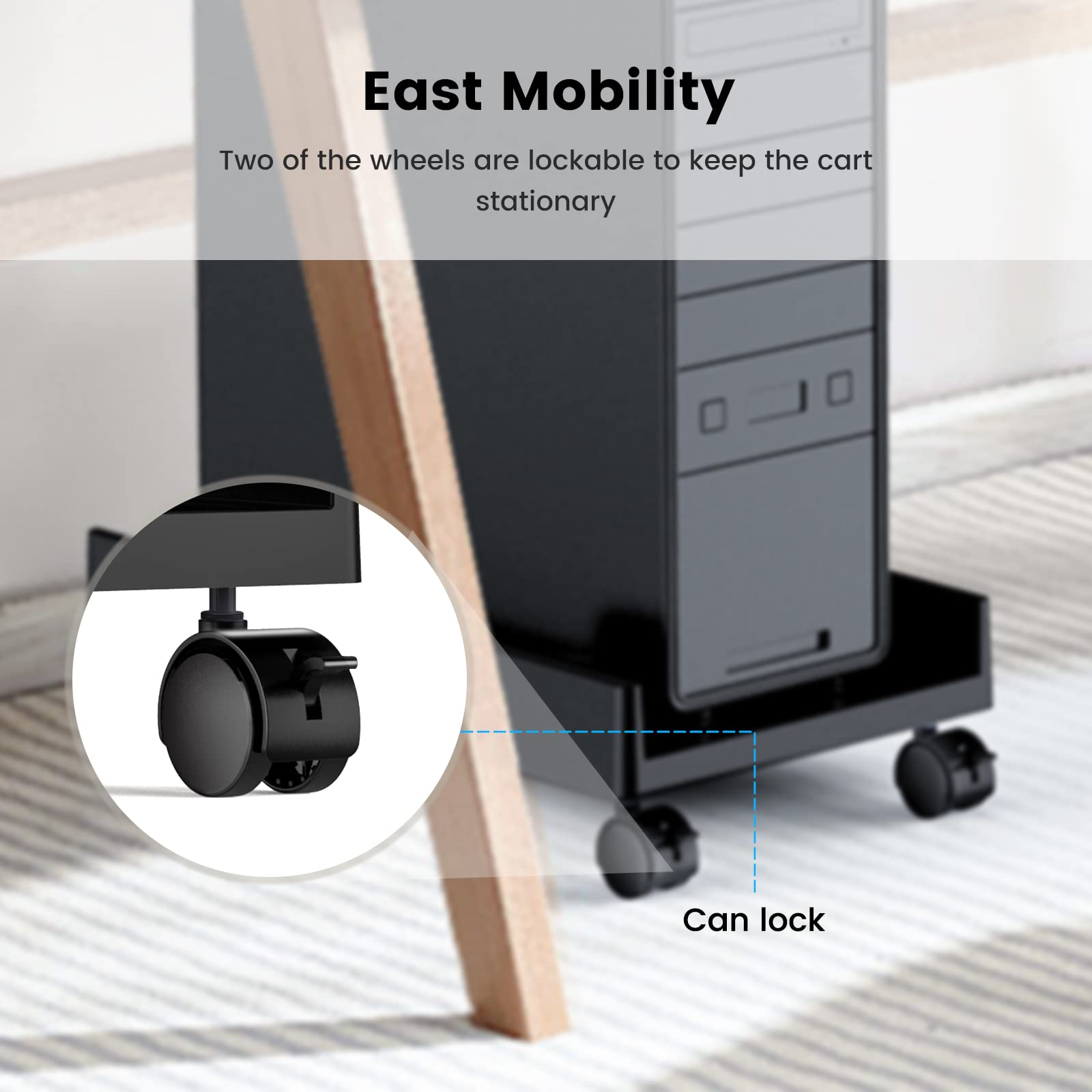ORICO Mobile CPU Holder with 4 Caster Wheels - Universal Computer Tower Stand for Gaming PC, ATX Case & Desktop - Heavy Duty PC Cart for Carpet & Hard Floors - Perfect for Home Office & Gaming Setup