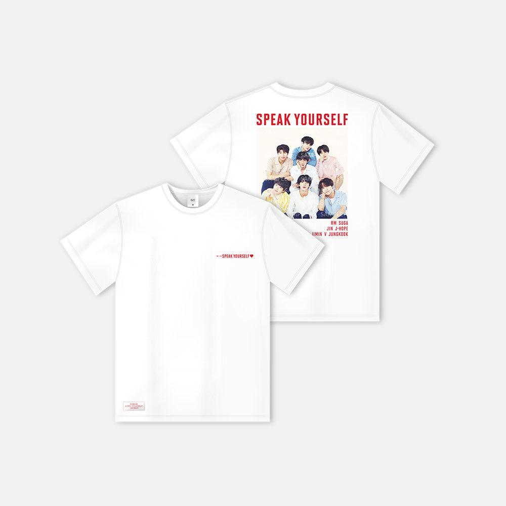 BTS 'SPEAK YOURSELF WORLD TOUR' Official T-Shirt - White with BTS Image - K-Pop Concert Merchandise for Fans & Collectors - Perfect for Concerts, Fan Meetings & Everyday Wear