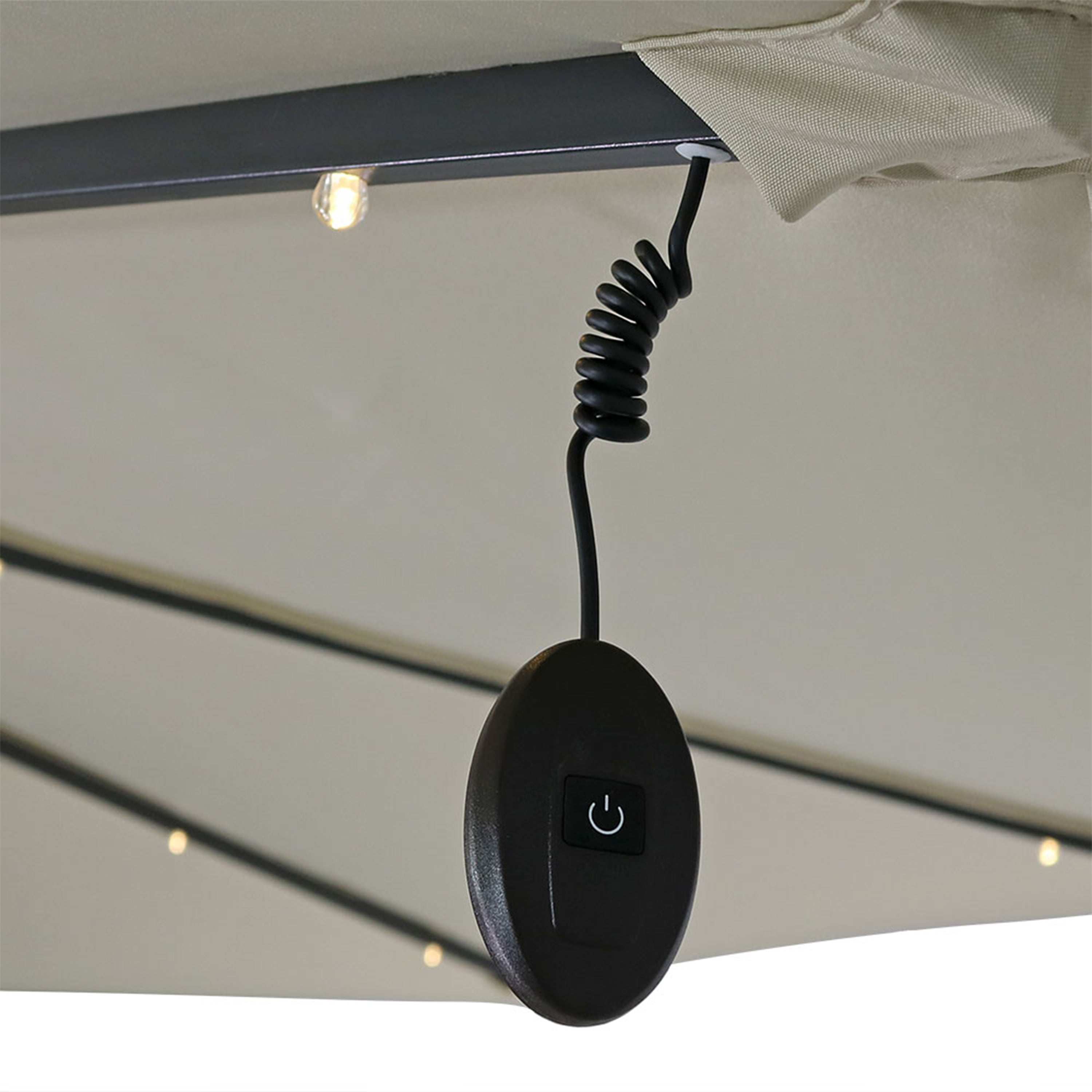 Sunnydaze 10-Foot Solar Cantilever Offset Patio Umbrella with Sturdy Cross Base - Perfect for Poolside, Backyard, and Outdoor Dining Areas