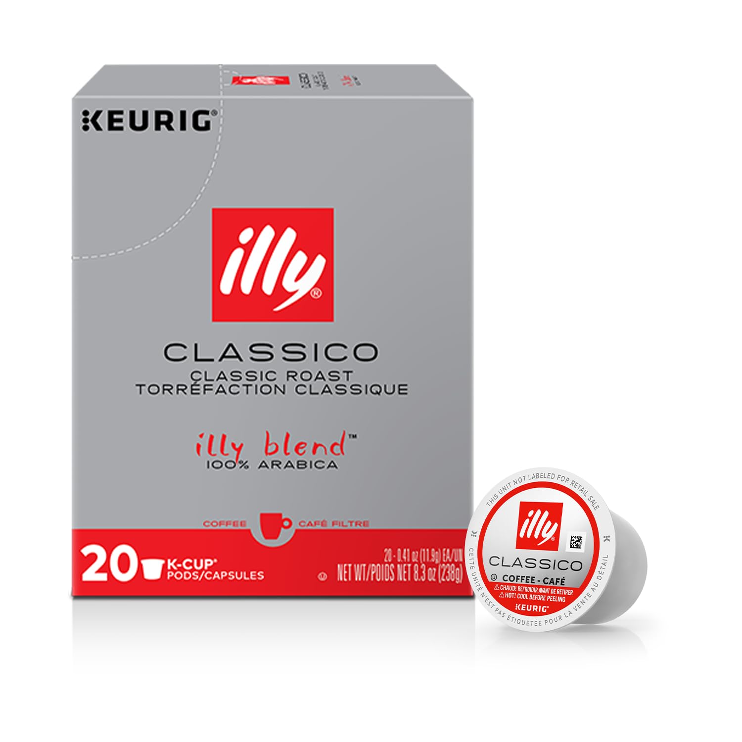 Illy Coffee K Cups for Keurig - Classico Roast Coffee Pods with Caramel, Orange Blossom & Jasmine Flavors | Mild, Balanced & Preservative-Free | 20 Count | Perfect for Office, Home & Breakfast Brewing