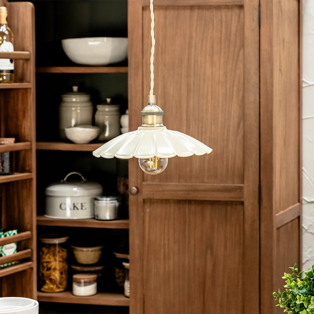 Wanstrow Modern Clay Pendant Light - Handcrafted Ceramic Hanging Lamp for Kitchen, Dining Room & Bedroom Decor