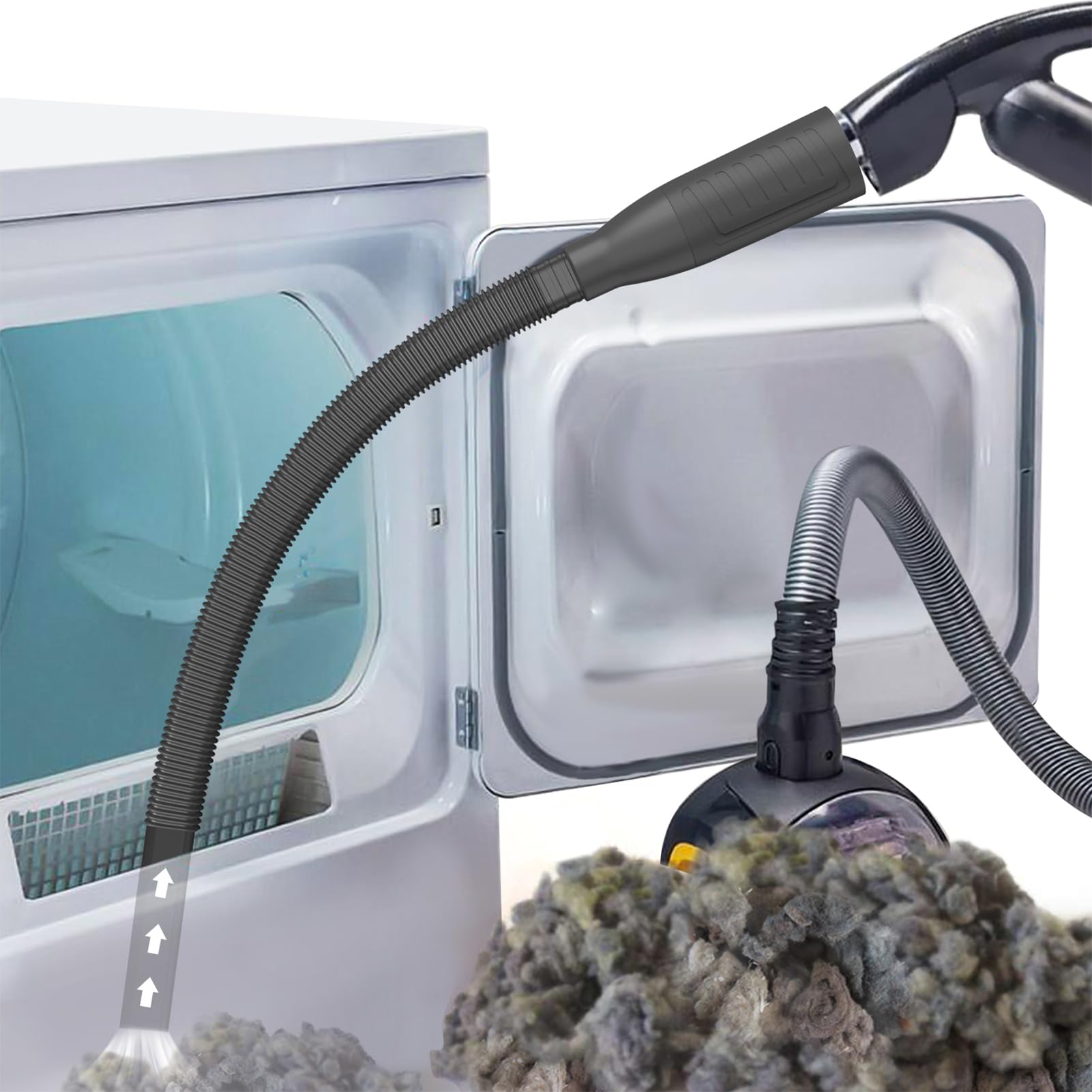 Dryer Vent Cleaner Kit with Vacuum Hose Attachment - Fast Lint Remover for Dryer Ducts (Black) | Ideal for Home Laundry Maintenance & Fire Prevention