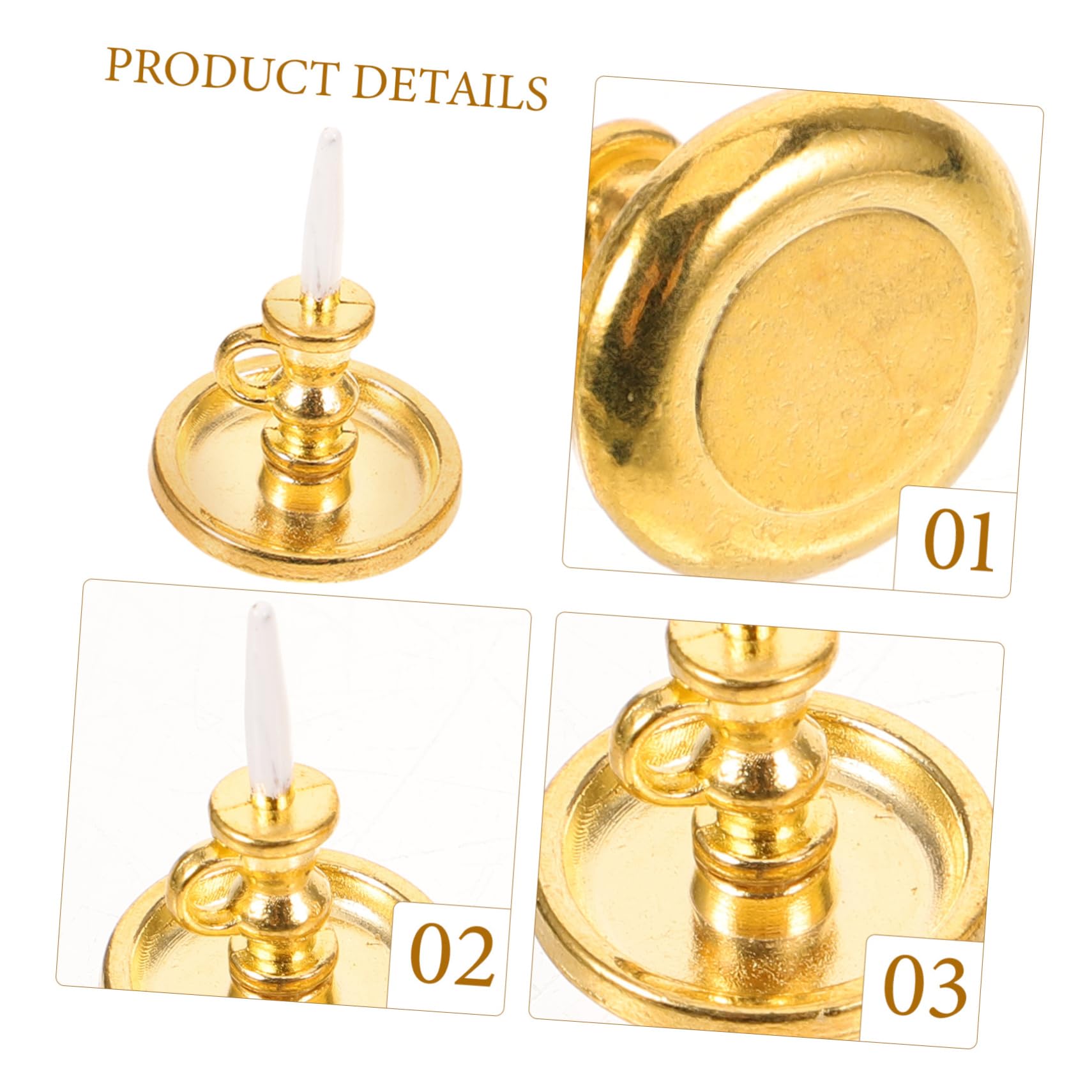 Hoement 2-Pack Miniature Candle Holders - 1:12 Scale Dollhouse Furniture with Fake Candles - Alloy Metal Decor for Dollhouse, Fairy Garden, and Christmas Village Displays - Perfect for DIY Miniature Scenes and Home Decor
