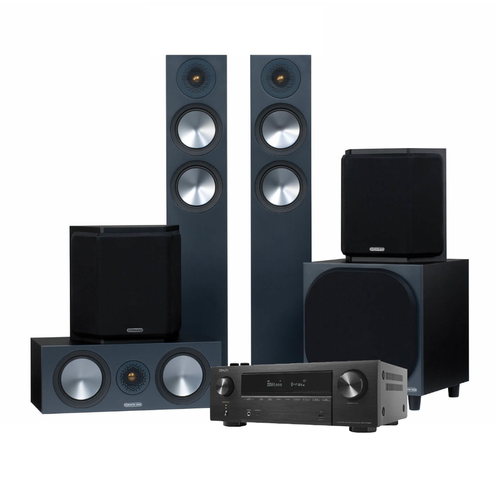 Denon AVR-X1800H 8K AV Receiver with Monitor Audio Bronze 200 5.1 Speaker System - Premium Home Theater Bundle for Movies, Gaming & Music Streaming