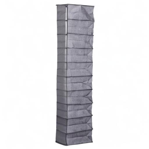 Whitmor 30-Section Hanging Shoe Organizer - Space-Saving Closet Storage Solution for Sneakers, Heels & Boots | Crosshatch Gray Fabric Shelves | Perfect for Bedroom, Dorm & Apartment Organization