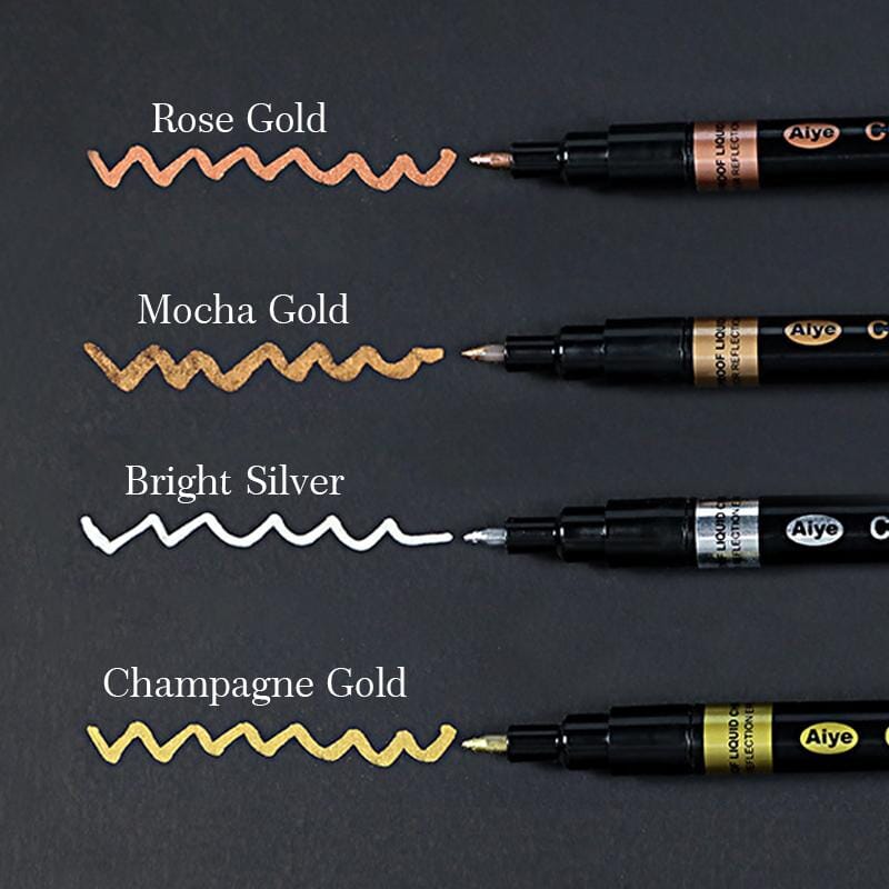Metallic Nail Art Painting Pen - Professional Nail Design Tool for DIY Manicure at Home, Salon & Party Makeup