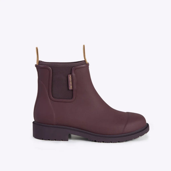 Merry People Dark Cherry Bobbi Rain Boots - Waterproof Women's Chelsea Boots for Walking, Gardening & Outdoor Adventures