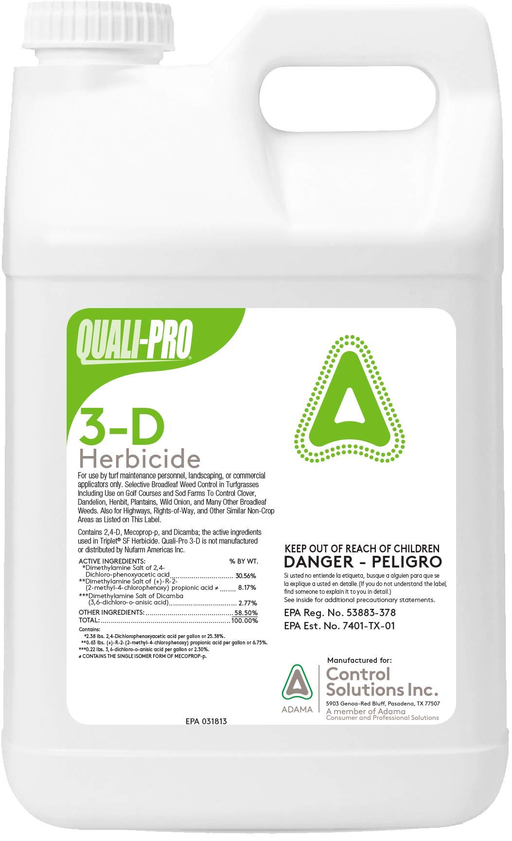 Quali Pro 3 - D Herbicide | 2.5 Gallon Weed Killer for Lawns & Turf | Controls Broadleaf Weeds | Professional Grade Herbicide for Golf Courses, Sports Fields & Commercial Landscaping