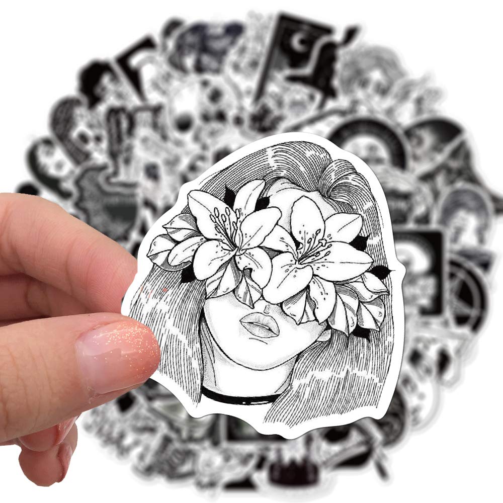 100PCS Gothic Stickers - Black & White Skull Vinyl Decals for Water Bottles, Laptops, Phones, Cars & Skateboards - Waterproof, Durable & Trendy - Perfect for DIY Crafts, Room Decor & Personalizing Your Belongings