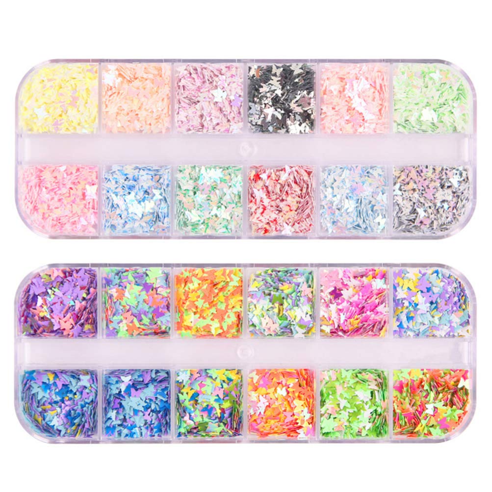 EXCEART 2 Pack DIY Nail Art Sequins & Eyeshadow Flakes - Face Glitter, Nail Stickers, Embellishments, Confetti for Nail Art & Eye Makeup - Super Flash Glitter for Parties, Halloween, Cosplay & Special Occasions