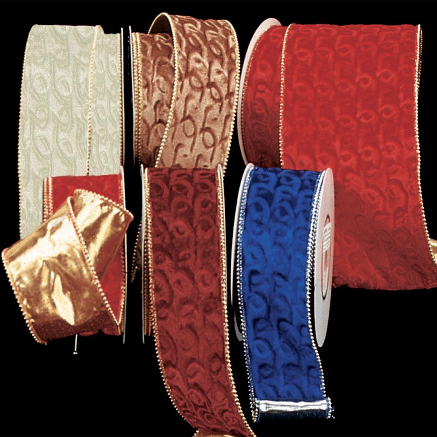 Premium Gold Backed Red Velvet Ribbon with Gold Pearl Edge - 6