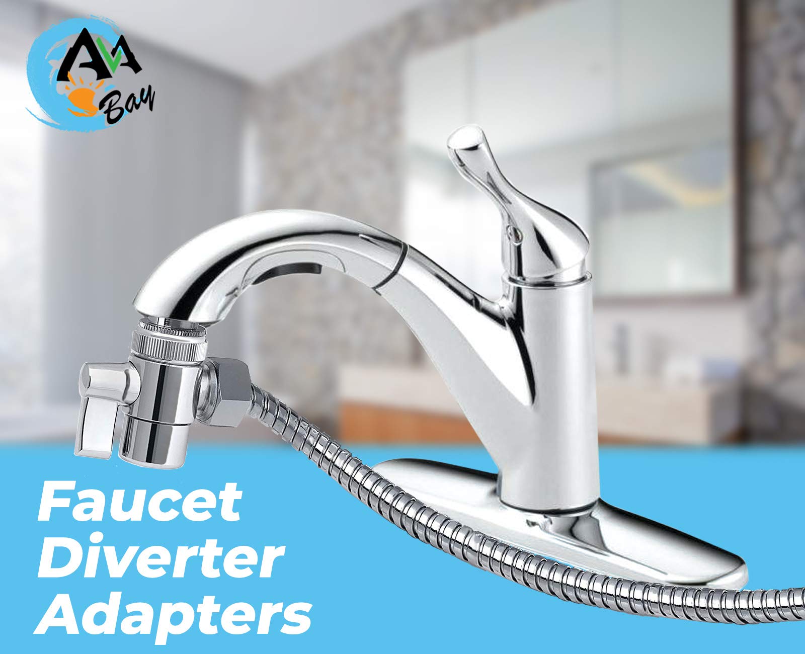 GHA7 Brass Garden Hose Adapter - Multi-Thread Faucet to Hose Connector - Chrome Plated Kitchen Sink Adapter (Female to Male & Male to Male) - Perfect for Outdoor Watering, Car Washing & Pet Bathing