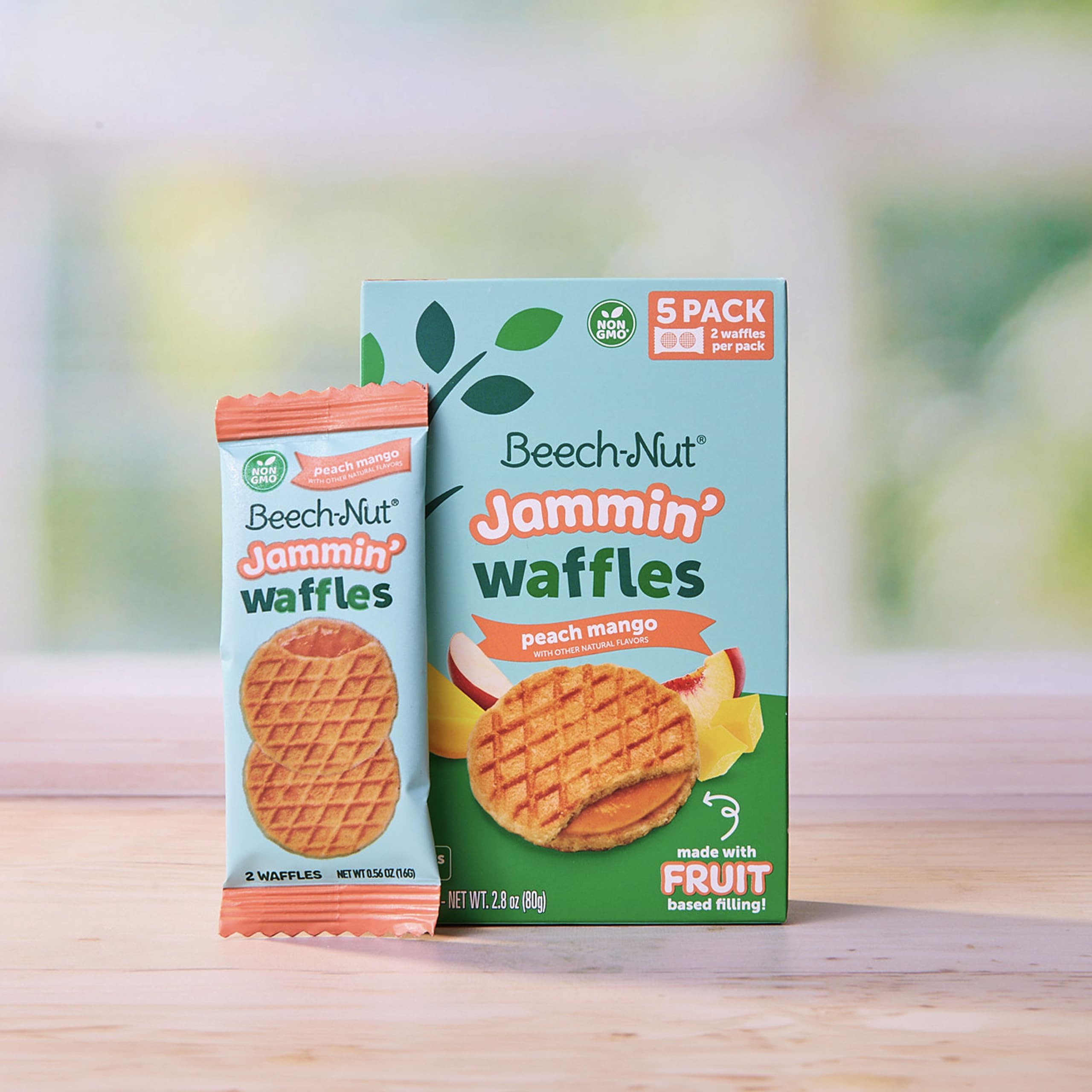 Beech-Nut Toddler Snacks - Jammin' Waffles with Peach Mango Fruit Filling for Babies & Toddlers (10 Boxes, 50 Individually Wrapped Packs) | Healthy On-the-Go Snack for Daycare, Travel & Playtime