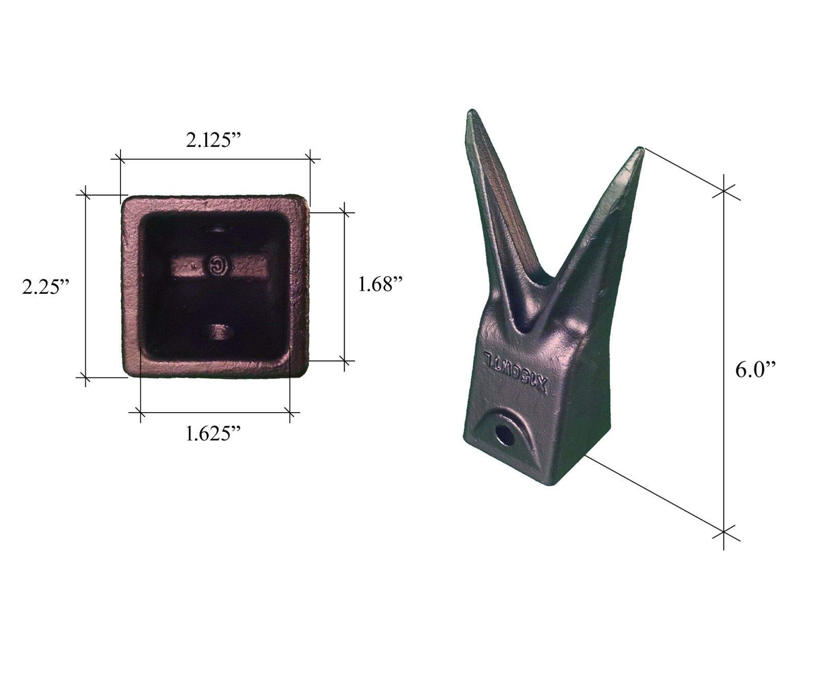 Hensley Style Tiger & Twin Tiger Bucket Teeth with Roll Pins - X156TL & X156WTL Replacement Parts for Excavator & Loader - Heavy Duty Construction Equipment Accessories for Digging & Trenching