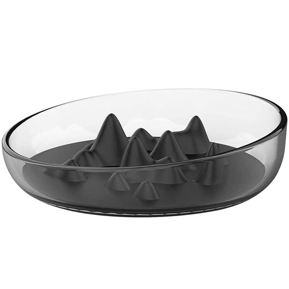 Anti-Choke Slow Feeder Dog Bowl - Silicone Pet Food Dish for Cats & Medium/Large Dogs - Non-Slip Design for Messy Eaters (Black) | Perfect for Fast Eaters, Digestion Aid, Portion Control at Mealtime