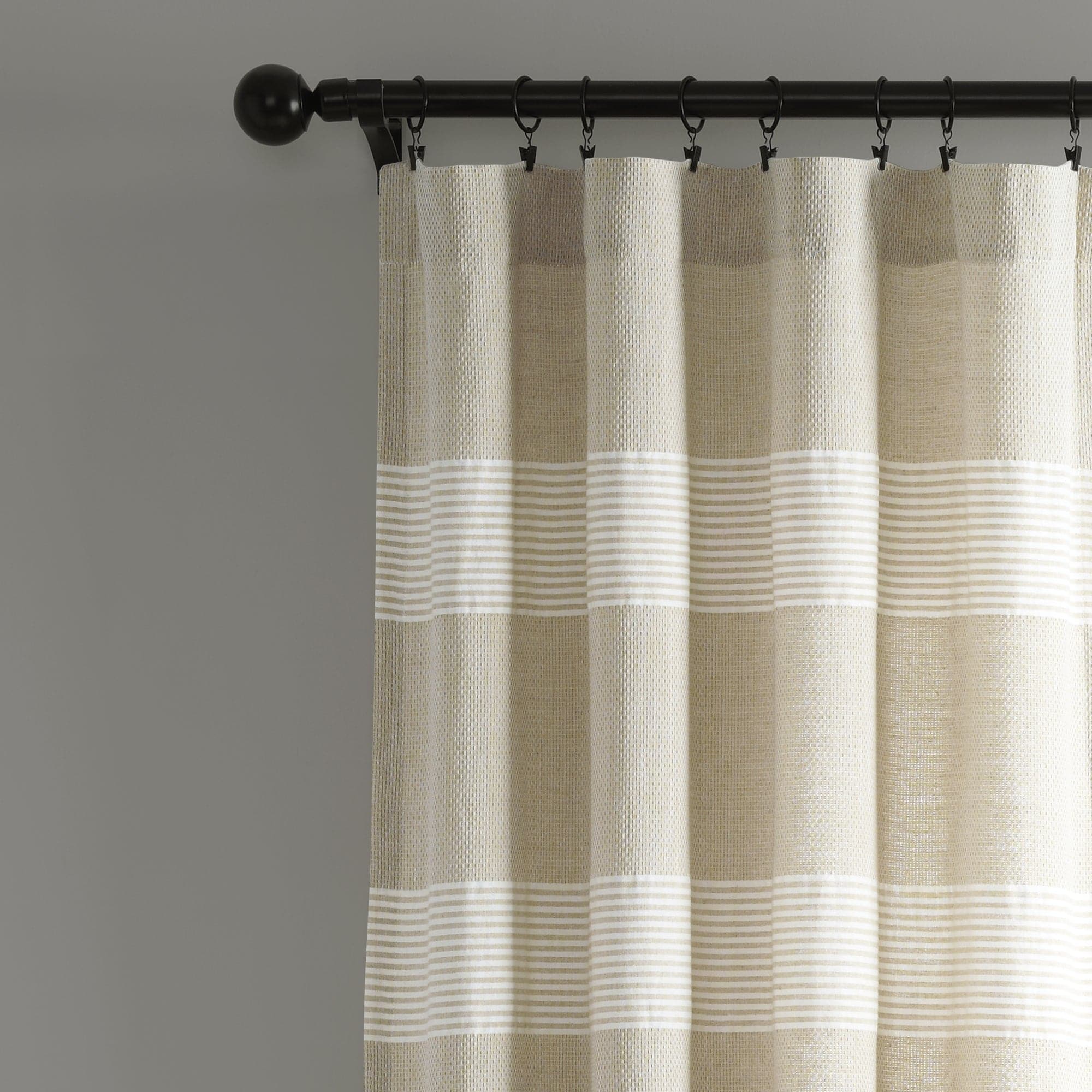Tucker Stripe Yarn Dyed Knotted Tassel Window Curtain Panel Set - Elegant Blackout Drapes for Living Room & Bedroom Decor