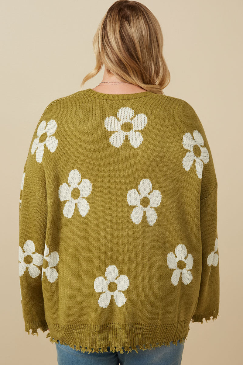 Women's Distressed Floral Print Cardigan - Soft Long Sleeve Open Front Sweater for Fall & Winter Layering | Casual Outfits, Office Wear, Date Night Looks